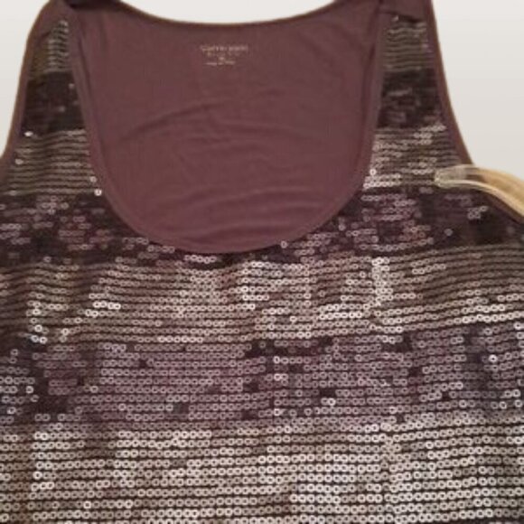 Calvin Klein Black Sequin Scoop Sleeveless Top- XL - Picture 3 of 4